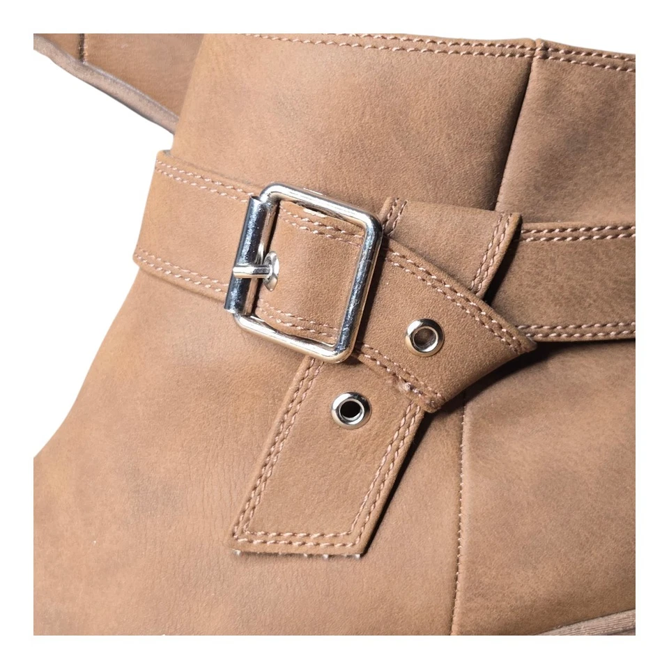 Call It Spring Vegan Womens Buckle Detail Block Heel Zip Carnellia Boots 7.5 - Image 4 of 4