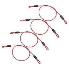4 Pcs 1/8" Dia 1.6ft (20") Vinyl Coated Stainless Steel Cable with Loops, Red