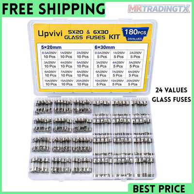Fast Blow Glass Fuse Assortment Kit 24 Values Glass Fuses 250V 5X20Mm 0.5A 1A