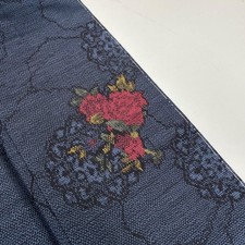 Kimono Tsumugi Sleeve 66.5 Beautiful Kasuri Pattern with Floral Pattern Pure Sil