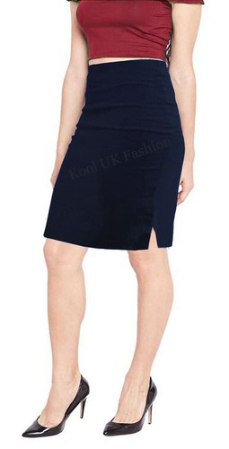 Mädchen Bleistift Schule Rock Stretch Damen Midi Party Damen Bodycon Büro Arbeit - Bild 7 von 11