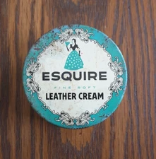 Vintage Esquire Leather Cream Glass Jar Shoe Cream Footwear Leather Conditioner
