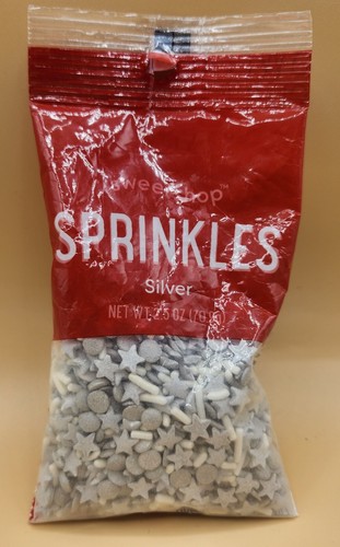 Sweetshop Silver Star & Circle Sprinkles 2,5 oz Holiday Festive, TOTALMENTE NUEVO - Imagen 6 de 6