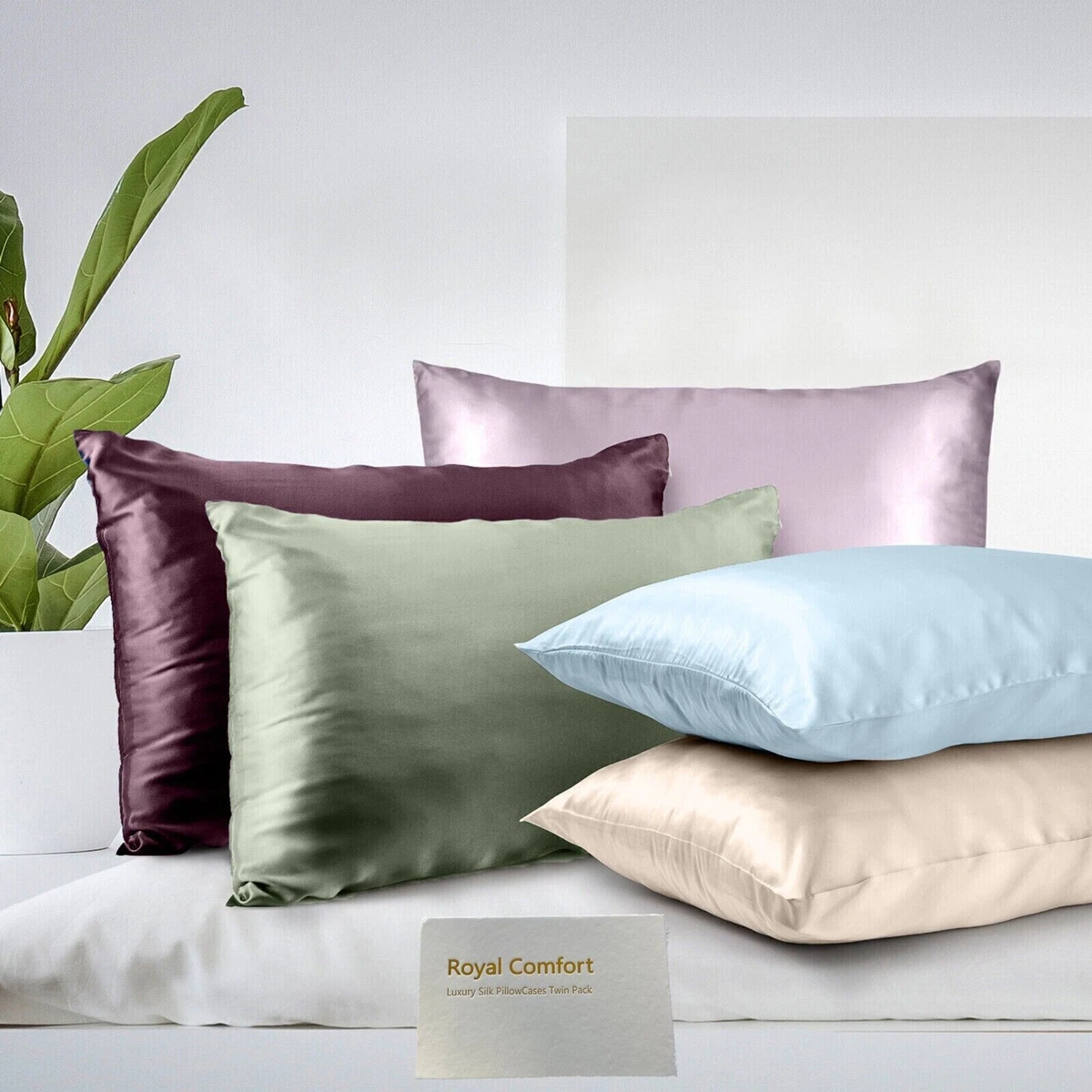 Royal Comfort Luxury Pillowcase Twin Pack 100 Silk Mulberry Soft