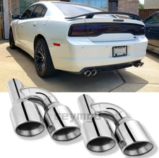 2.5" Inlet 4" Outlet H-Type Dual Wall Exhaust Tips Tail Pipes For Dodge Charger