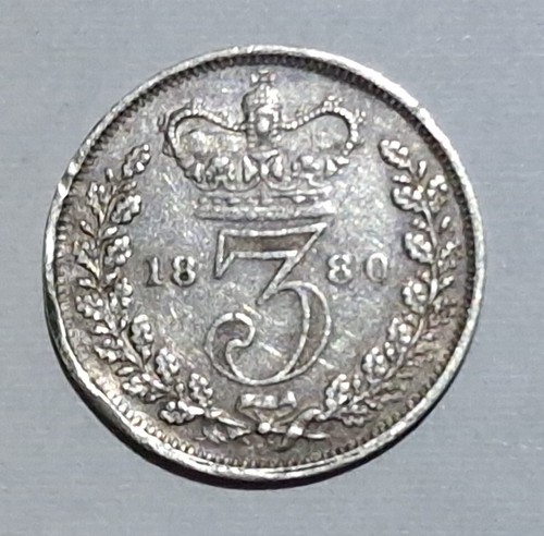 Great Britian 3 Pence 1880 Silver Coin #107