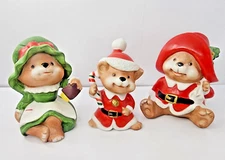 Vintage Homco Christmas Figurines Santa Family Bears (Set Of 3) Figurines #5600