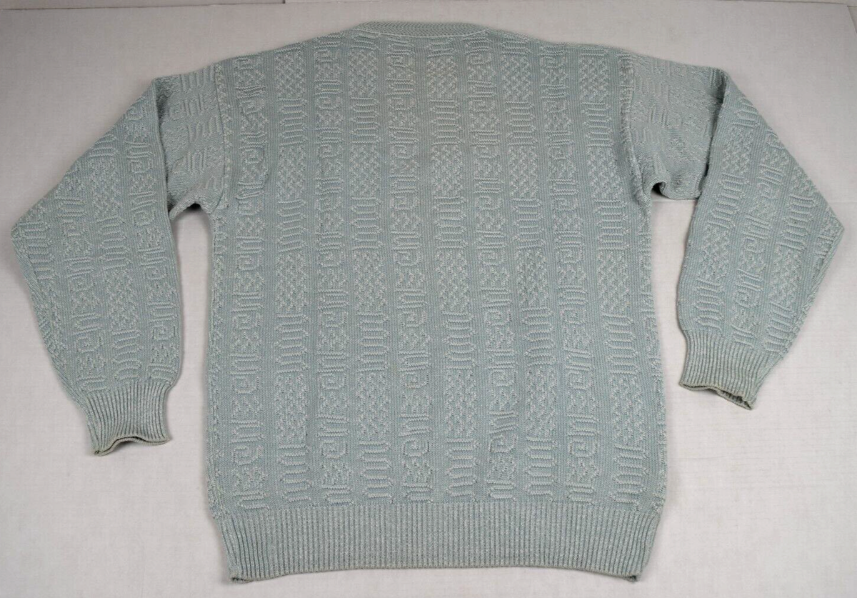 Sweater VTG Christian Dior 80s Mint Green Wave Deco Weave
