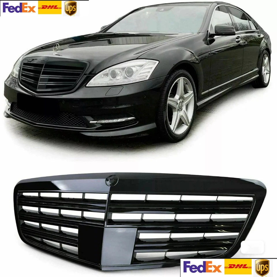 Rejilla delantera negra brillante para Mercedes Benz Clase S W221 S550 S600 S63 S65 Foto 2 de 4