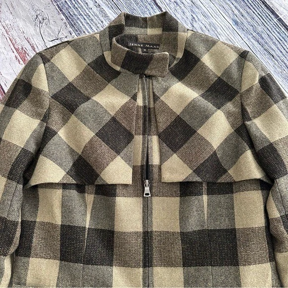 Chaqueta Jenne Maag 100 % lana a cuadros con cremallera | Estilo ecuestre Foto 2 de 4