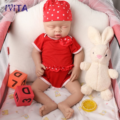 Muñeca renacida de cuerpo completo IVITA 20"" hecha a mano bebé dormida realista regalos de Navidad - Imagen 11 de 12