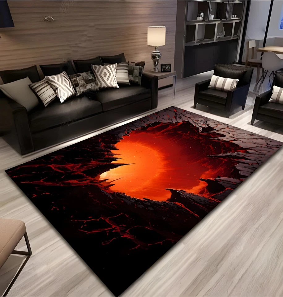 Alfombra 3D, diseño 3D, alfombra de agujero profundo, grieta enorme 3D, alfombra de ilusión, ilusión óptica Foto 3 de 4