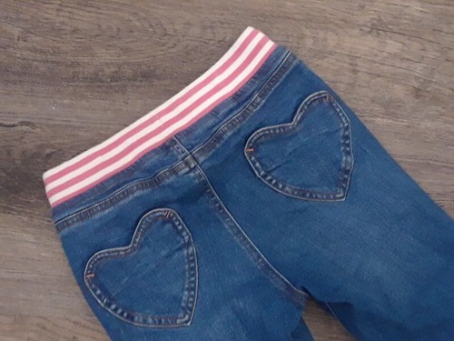 VVGUC Mini Boden girls size 6 jeans pink stripe waist heart knee patch pockets - Picture 4 of 5
