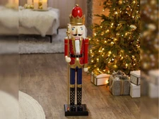 3 Ft Nutcracker Scepter Red Wood Holiday Christmas Classic Decor Statue Soldier