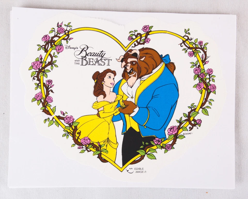 Beauty and the Beast, Lucks Edible Image Cake Decorations Lot of 9, 1997, 9"x7" - Image 1 of 3