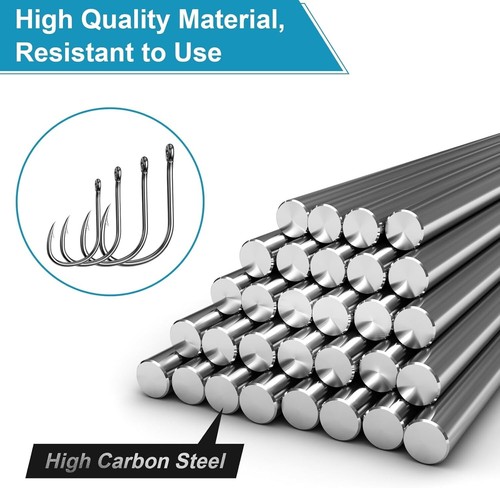 500PCS Carbon Steel Fishing Hooks with Portable Box - 10 Sizes Included - Picture 7 of 9