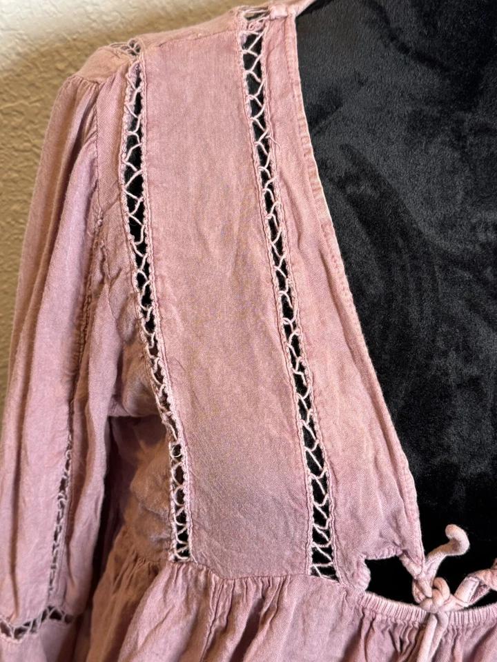 Raviya Women light purple pink Long Sleeve Blouse beach boho Sz Small - Изображение 2 из 4