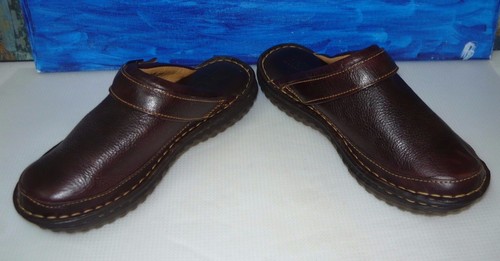 BORN Brown Leather Slip-on (3" Heel)Clog Mules Wedge ShoesWomen's 6M (36.5 EU) - Picture 3 of 7