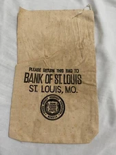 Bank of St Louis Missouri MO Canvas Money Bag Bold Lettering, Vintage