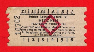 British Railways AA Machine Issued Platform Ticket - BRB(E) Hitchin - 3d