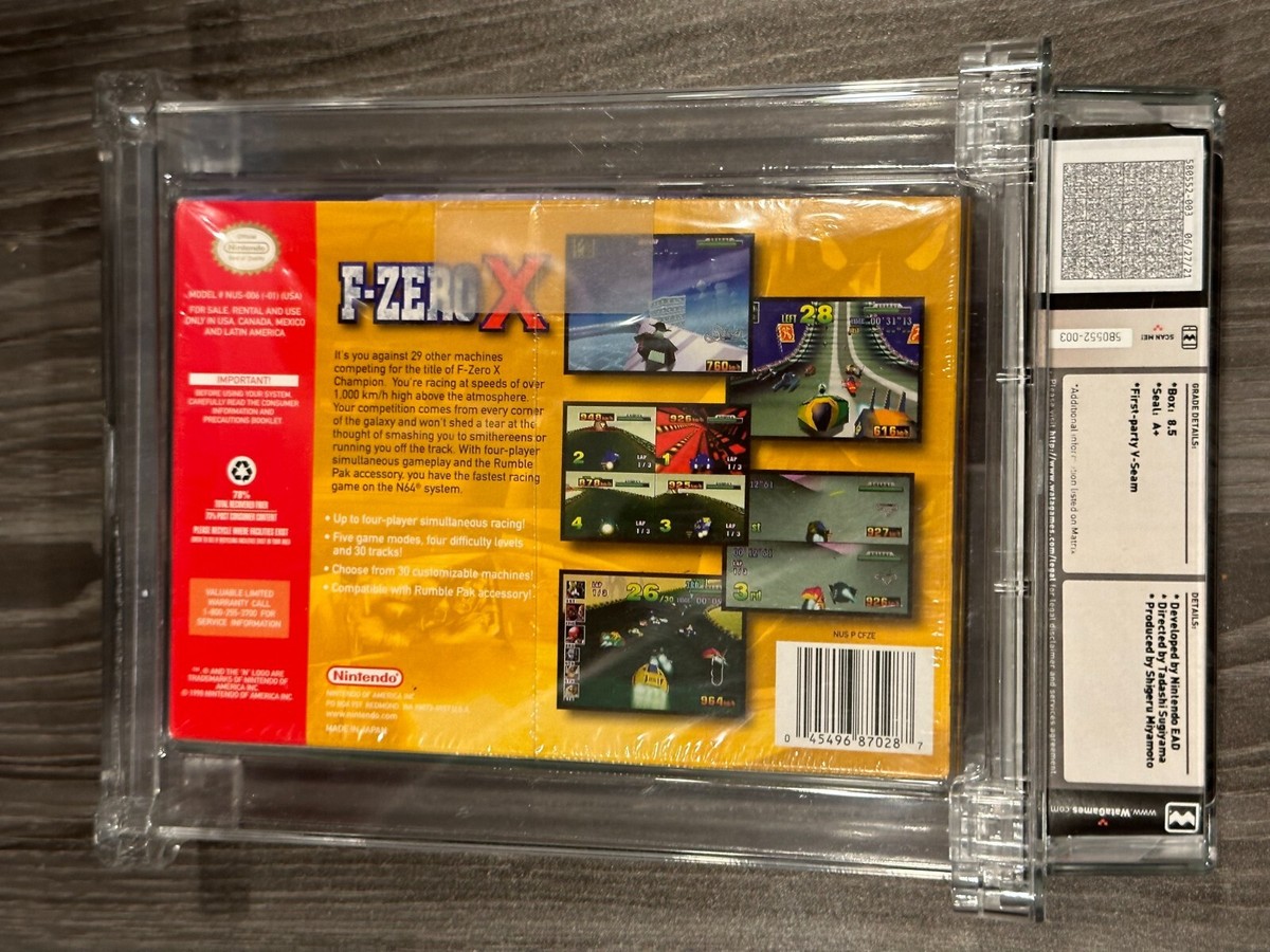 F-Zero X Nintendo 64 N64 New Sealed GRADED WATA 8.5 A+ F-Zero X Nintendo 64 N64 New Sealed GRADED WATA 8.5 A+