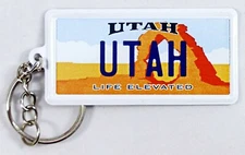 Utah License Plate Aluminum Ultra-Slim Souvenir Keychain 2.5"x1.25"x0.06"
