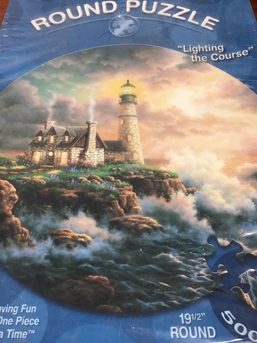 LIGHTING THE COURSE 500 PIECE ROUND JIGSAW PUZZLE BY JUDY GIBSON - Picture 2 of 4