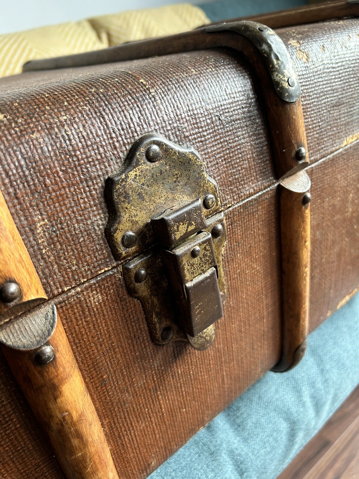 Vintage Wooden Banded Steamer Trunk eBay
