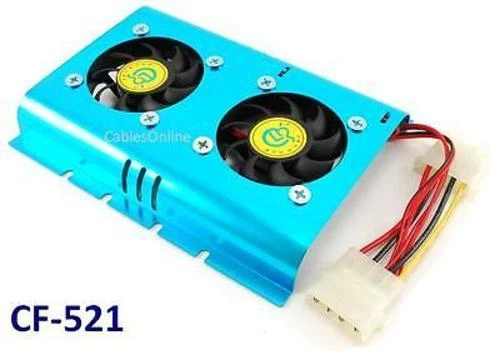 Aluminum 4-Pin Molex Dual 50mm Fan HDD Cooler for Hard Disk Drives - CF-521
