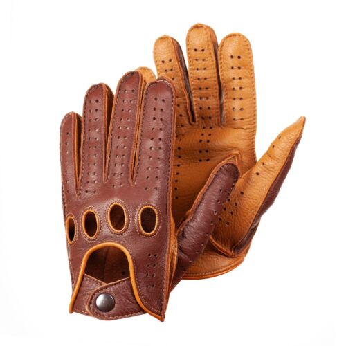 Cognac Tan Deerskin Leather Gloves Driving Gloves - Afbeelding 1 van 5