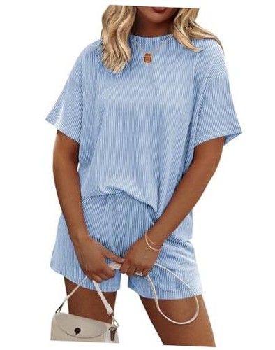 Womens Pajama Sets Short Sleeve Lounge Sets 2 Piece Pjs Tops and Shorts