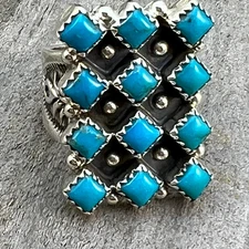 Size 7 Blue Kingman Turquoise Ring Sterling Silver handmade Verley Betone 546