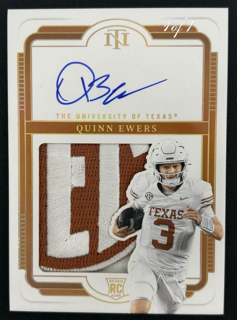 2025 National Treasures Collegiate Quinn Ewers #1/1 SEC LOGO Texas Longhorns 💥