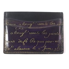 Beruti Berluti Banbou Bamboo Calligraphy Golden Patine Leather Card Holder Case