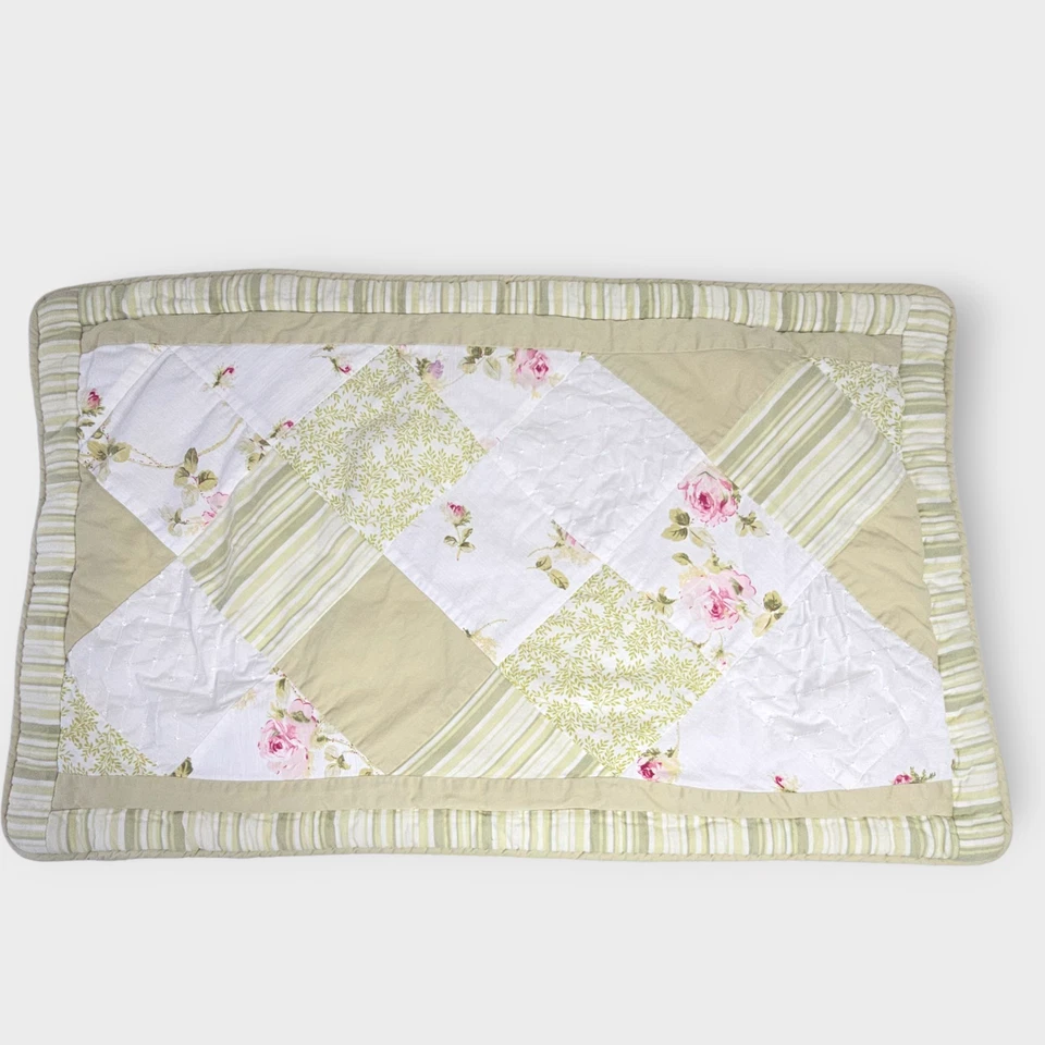 2 Croscill Cecilia King Shams 玫瑰和孔眼花边小屋拼贴 86 英寸 x 18 — 第 3/4 张图片