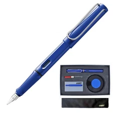 Lamy Gift Set Safari Blue Nib Fountain Pen and 50ml Bottled Ink LNGSISBL
