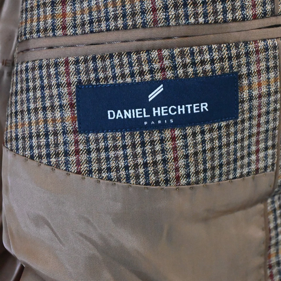 Daniel Hechter 44R коричневый чек шерсти бамбука мужской блейзер костюм куртка спортивное пальто - Изображение 4 из 4