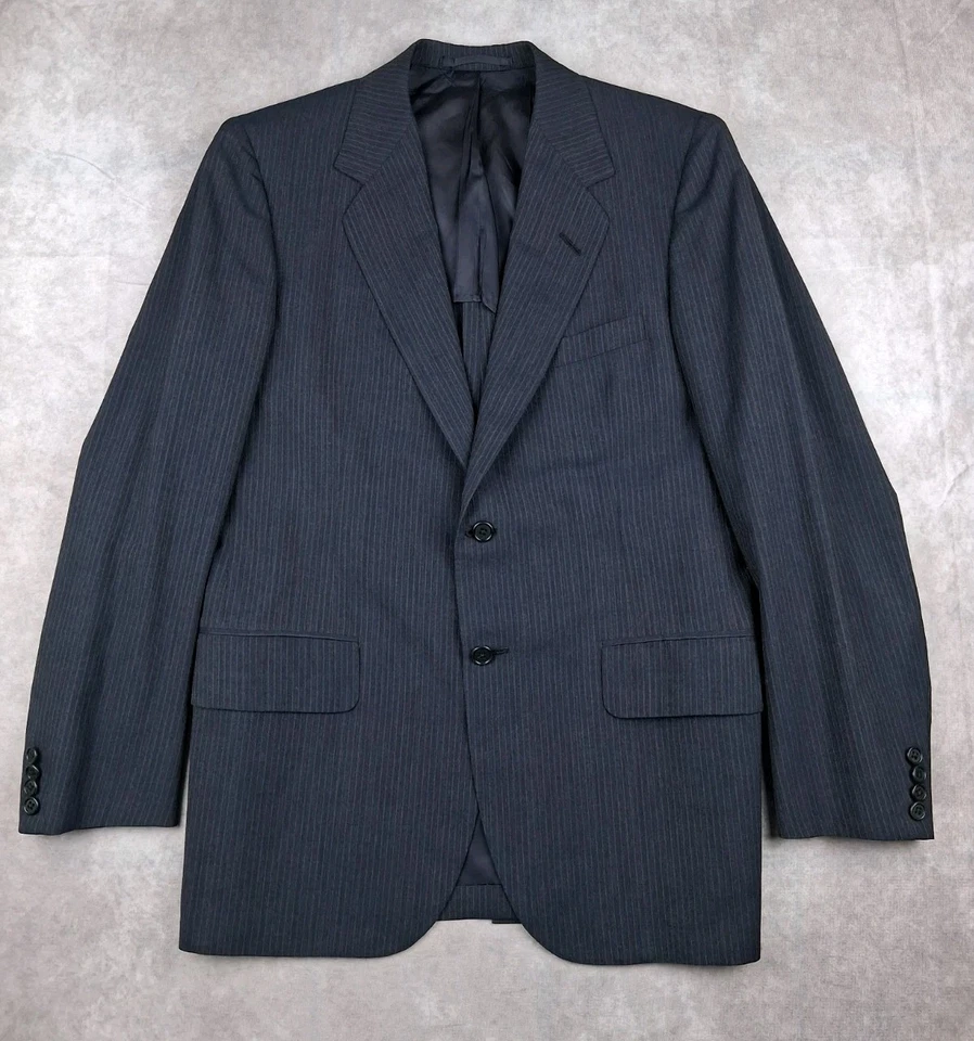 Blazer Abrigo Deportivo Oxxford Clothes 38R Azul Marino Rayas 2 Botones Traje Preppy Foto 2 de 4