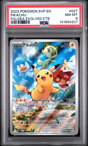 2023 POKEMON SVP EN-SV BLACK STAR PROMO #027 PIKACHU PSA 8