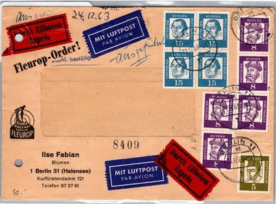 Berlin 201,203 waag. Paare auf Brief als MiF Eilbote Express portoger. #DEB05 - Bild 1 von 2