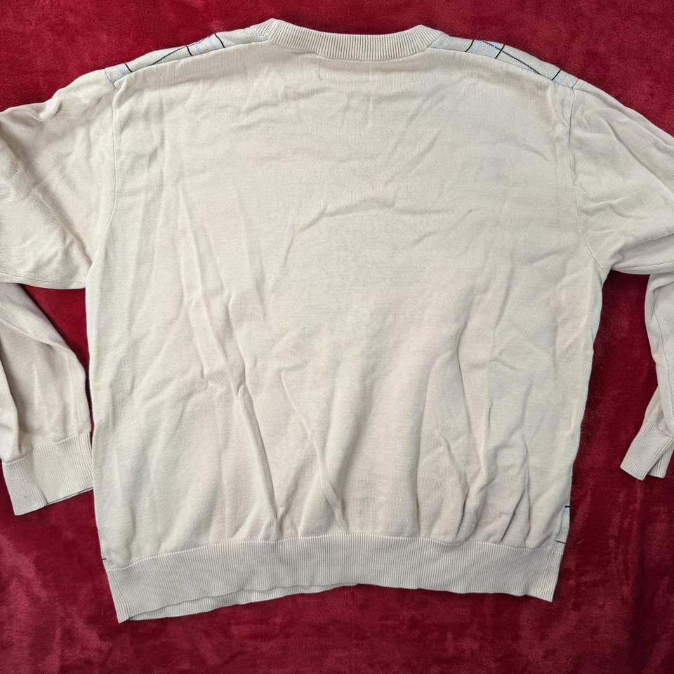 Greg Norman Jersey Cuadros Argyle Beige Tan Hombre XL Algodón 100% - Imagen 4 de 4