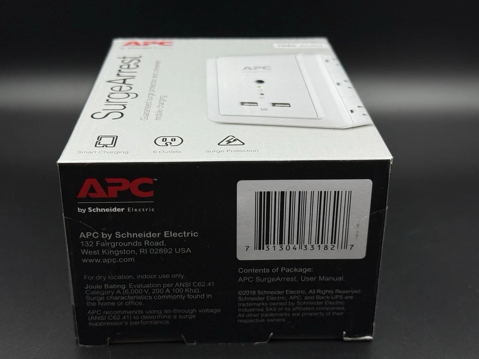 APC Surge Protector Wall Outlet Plug, With USB Ports, 6 Outlets - NEW SEALED - Image 4 of 4