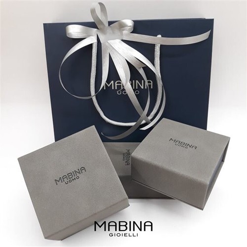 Bracciale in argento 925 Mabina Rodiato In Oro Bianco Mabina Bracelet Man Uomo - Foto 4 di 4