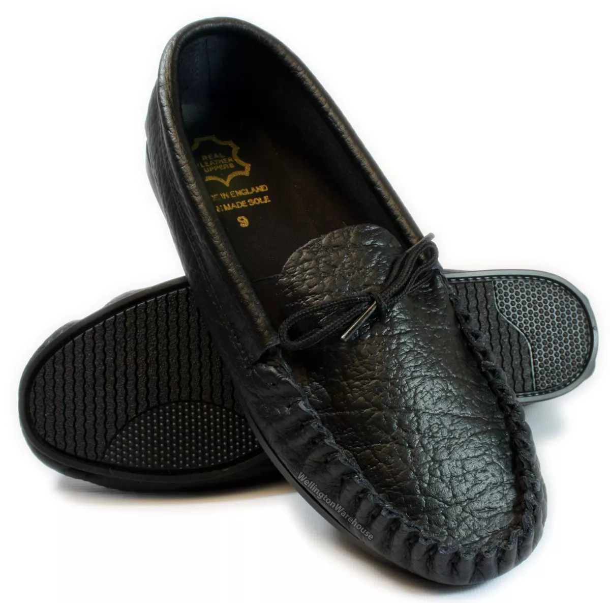 Real leather sales moccasin slippers