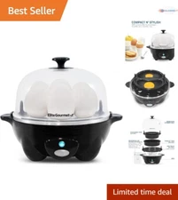 Egg Cooker Stainless Steel 7 Egg Capacity Poacher Omelet Timer Auto Shut-Off