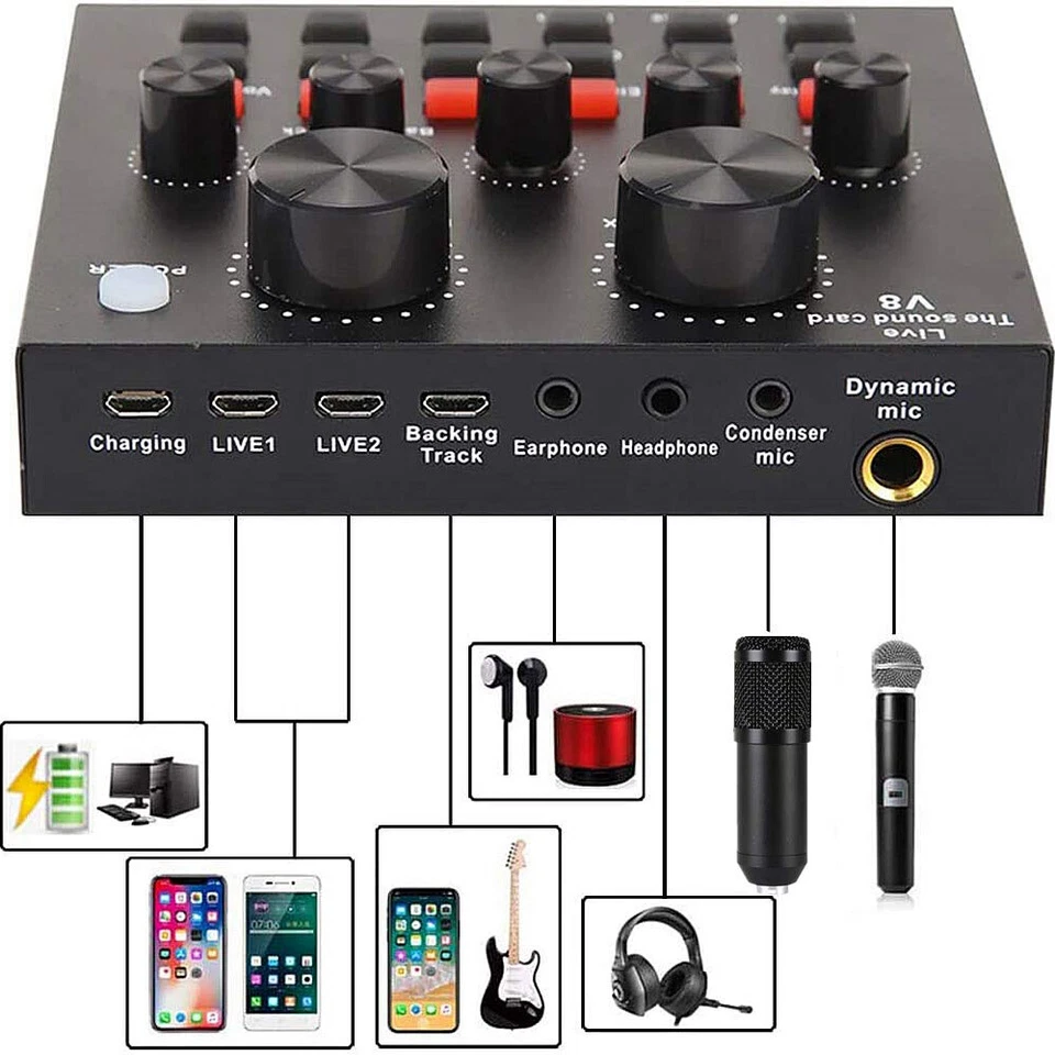 Komplettes Heimstudio Recording Kit Mixer Kondensator Mikrofon Musik USB DE - Bild 3 von 4