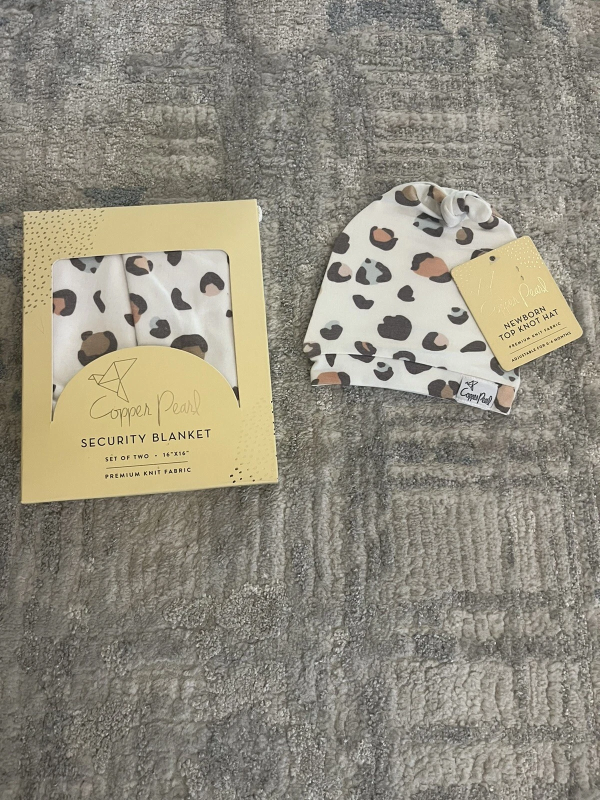 Boutique Copper Pearl Newborn Hat & Matching Security Blankets NWT