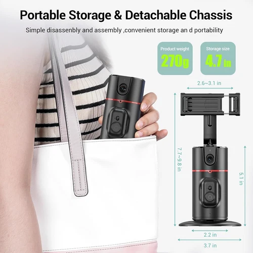 360° Handy Selfie Stick Stativ mit AI Auto Face Tracking Smart Gestensteuerung - Bild 7 von 15