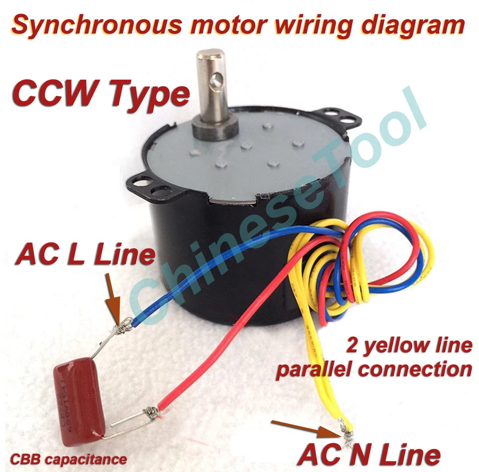Synchronmotor 50KTYZ AC 220V 240V 50/60Hz 10rmp/m CW/CCW 6W Drehmoment 6,2kgf.cm - Bild 4 von 4