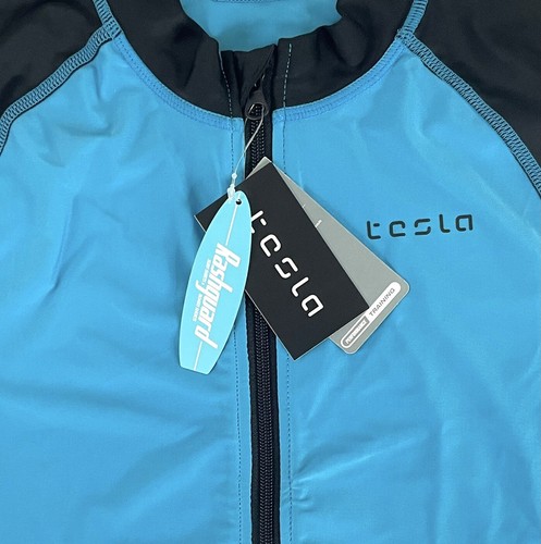 Tesla Rashguard Surf Water Sport Long Sleeve Zip Up Shirt Women’s Size L Blue - Picture 4 of 12